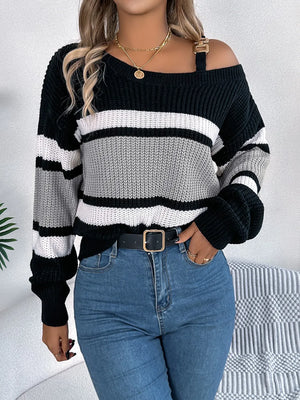 Modern front style asymmetrical knit sweater