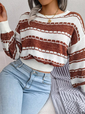 Side view of cropped sweater showing fit