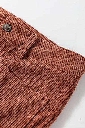 Macro view highlighting corduroy texture and material quality