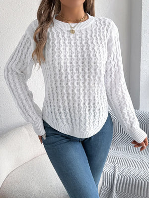 Cozy asymmetric hem sweater front winter fashion