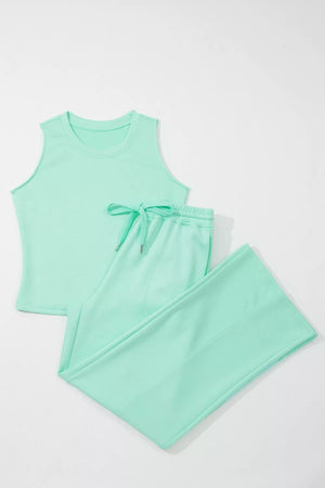 Solid color two piece casual set displayed