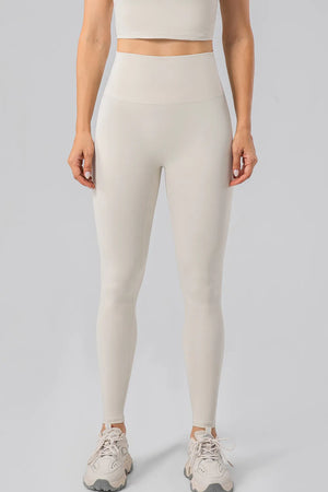 High waist wide waistband athletic leggings front detail