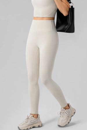 High waist wide waistband sport leggings front silhouette