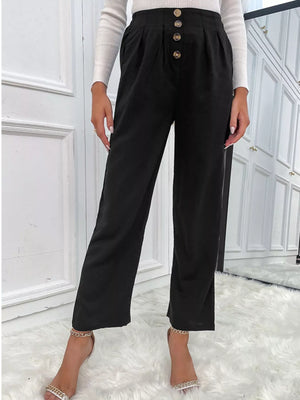 (Side view of high waist wide leg pants)