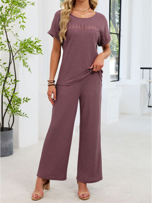 comfortable lace two piece set front design