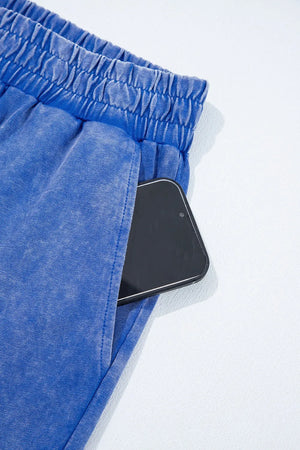 Full layout of acid wash star patched two-piece set