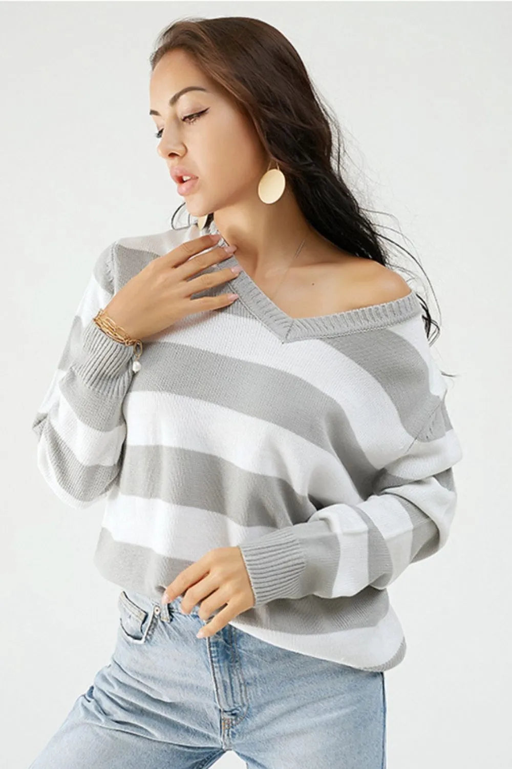 Women’s leopard print V-neck sweater view