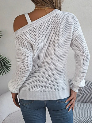 back side asymmetrical neck sweater full design