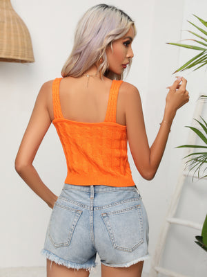 Cable-Knit Cropped Knit Tank back view