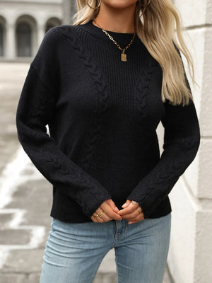 Casual cable knit sweater front comfortable daily look