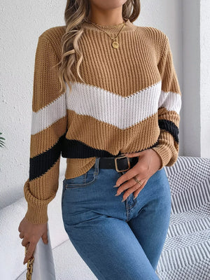 comfortable chevron stripe sweater front casual style