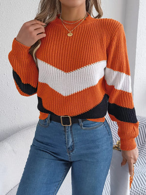 stylish chevron stripe sweater front casual winter look