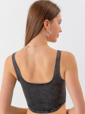 Cropped denim tank back view