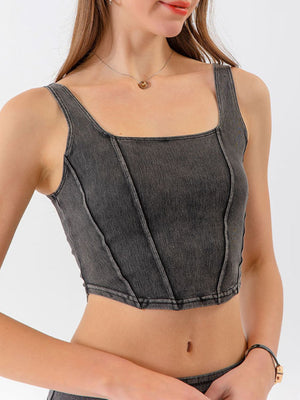 Denim cropped tank front