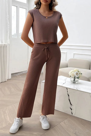 Front modern casual look of Devine ribbed set