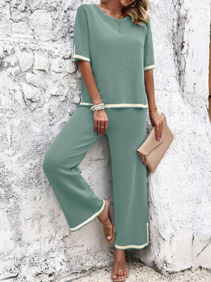 Elegant front design of Devine pants and top set