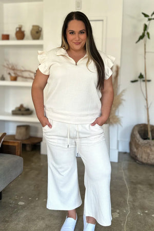 Stylish front design of Double Take textured two-piece set