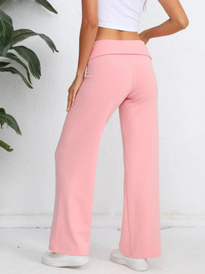 Elastic waist wide leg pants back silhouette