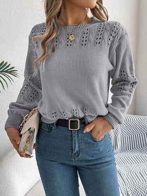 Fashionable hollow out knit sweater front stylish fit