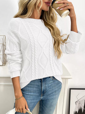 modern cable knit sweater front trendy winter look