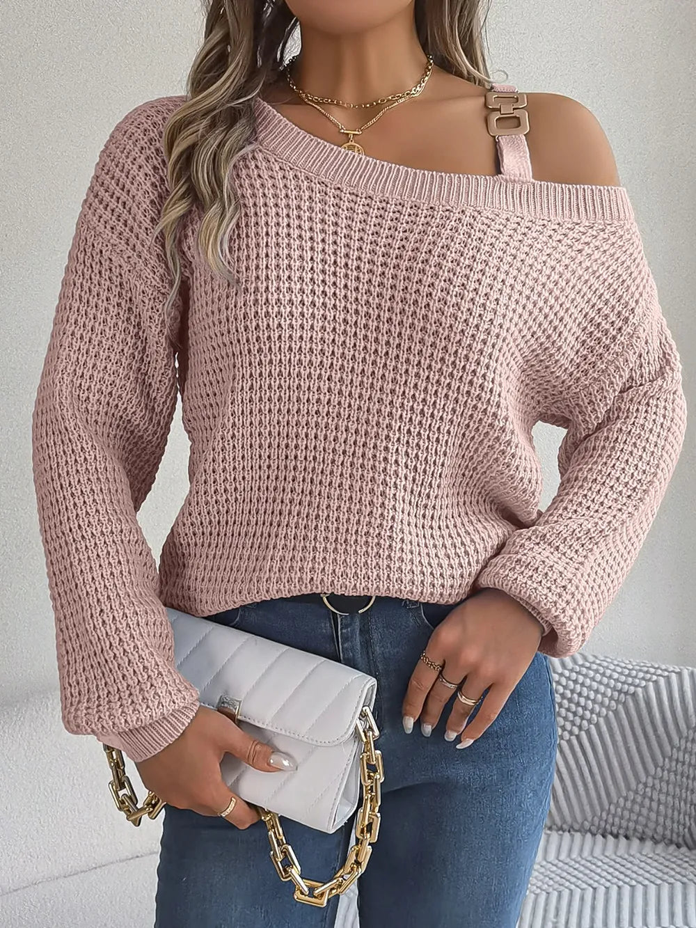 asymmetrical sweater front trendy casual look