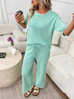Casual front style of women matching top and pants
