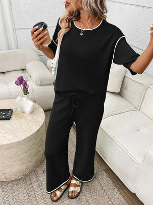 Front casual outfit with round neck half sleeve top