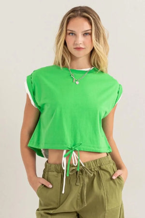 HYFVE Drawstring Hem Crop Top front view