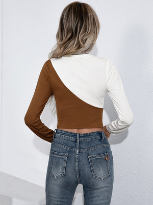 Ivy Lane cropped contrast color short sleeve tee back fit