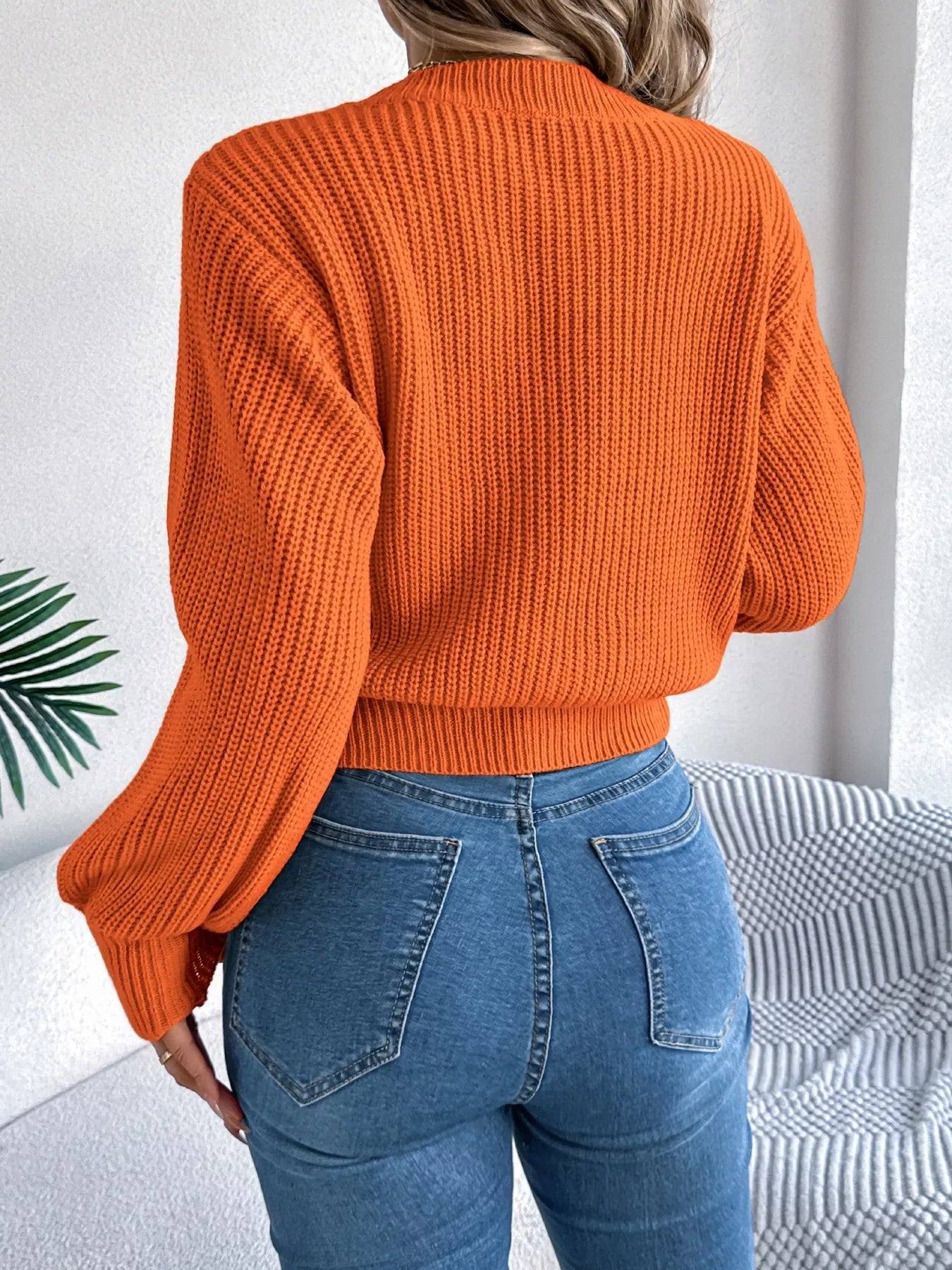 cable knit diamond pattern sweater back view cozy winter knitwear