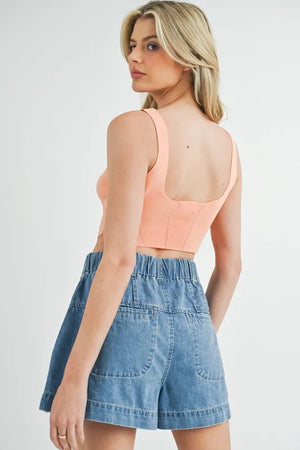 MABLE corset design crop knit top back view