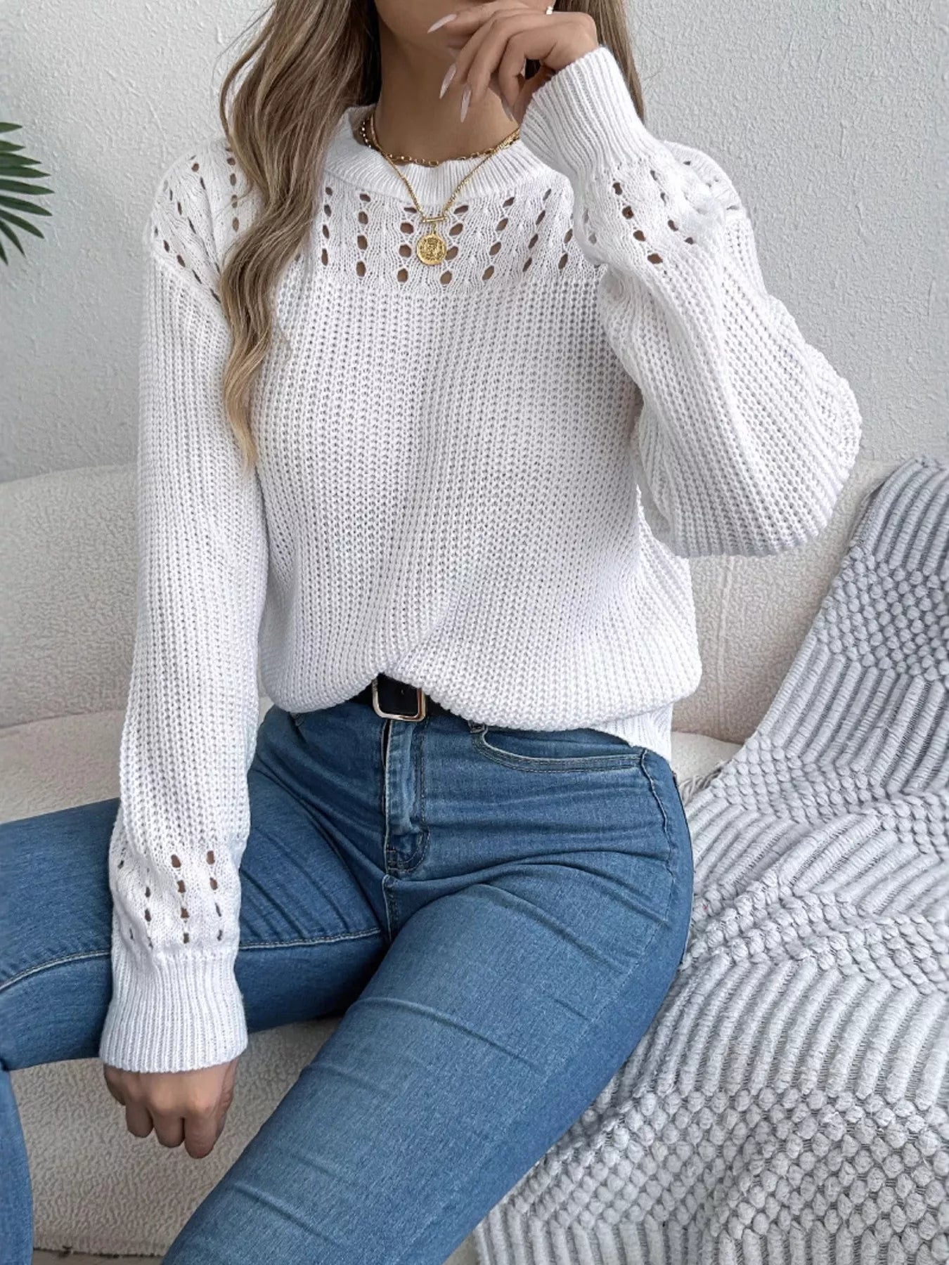 Breathable open knit sweater front everyday wear