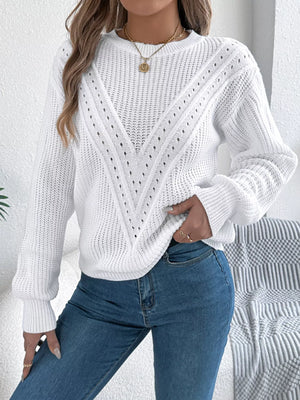 Women openwork sweater front elegant casual outfit