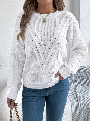 Stylish openwork sweater front soft fabric texture