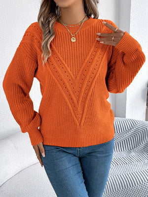 Soft knit openwork sweater front cozy style