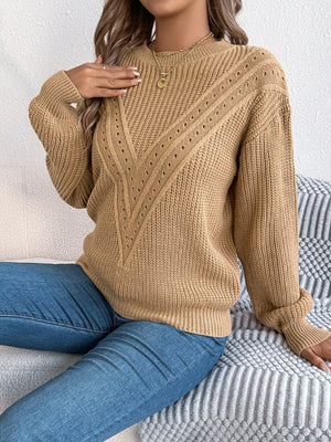 Lightweight openwork sweater front daily outfit look