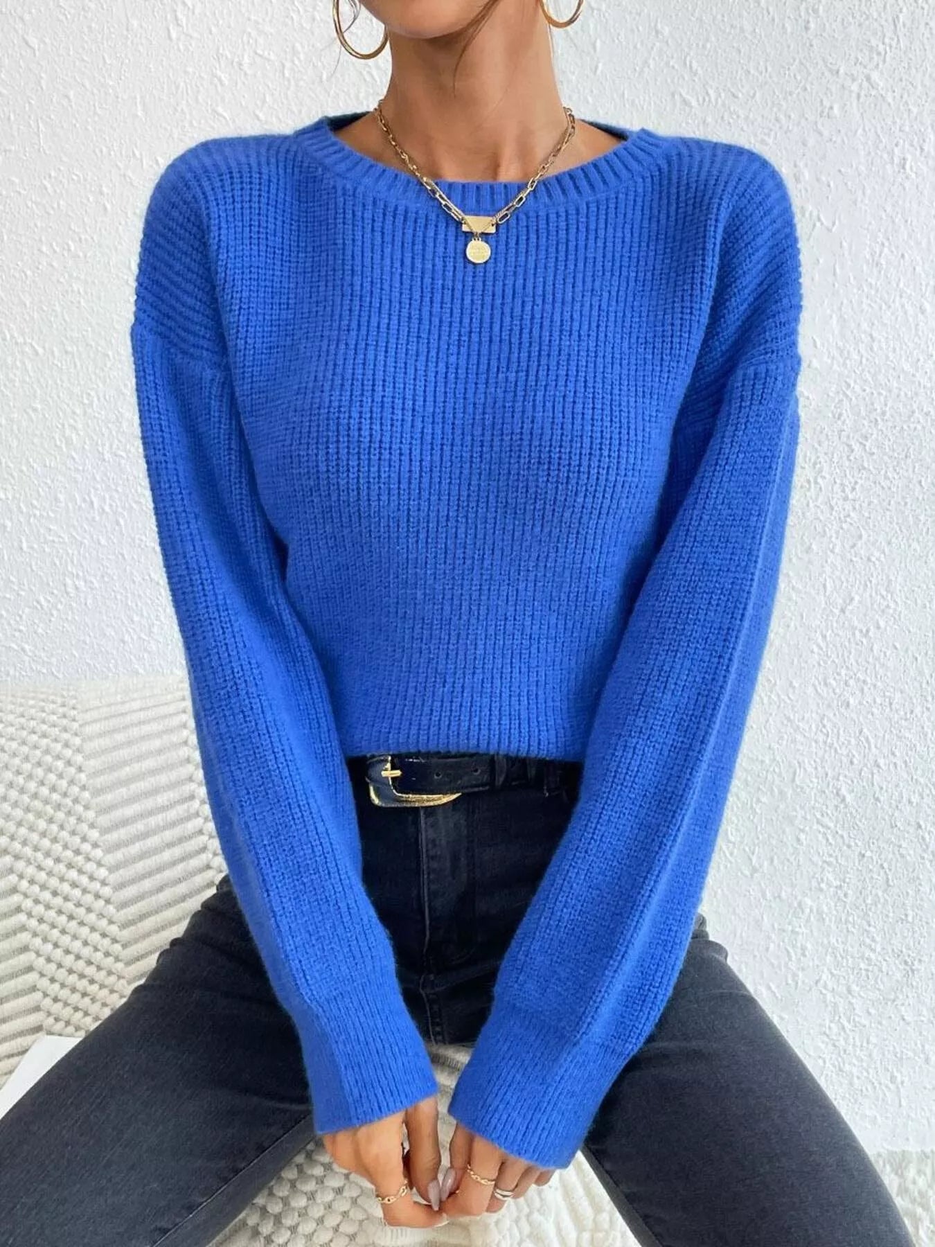 Stylish ribbed sweater front design relaxed fit