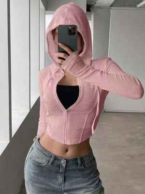 Ribbed knit cropped outerwear full body view