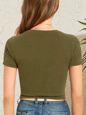 Round neck crop T-Shirt back view showing comfortable fit and clean lines