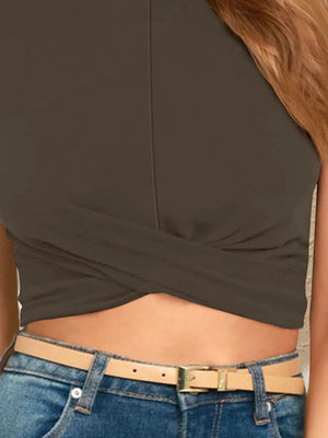 Front view of casual crop tee, simple and stylish look