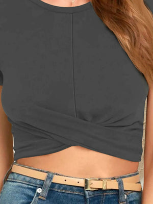 Front view of crop T-Shirt, perfect for pairing with high-waist jeans