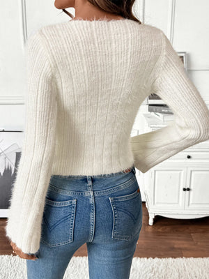 Scoop neck long sleeve sweater back view