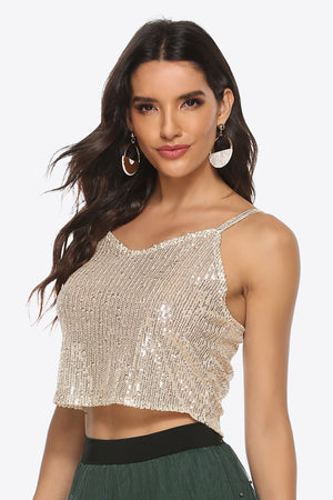 Sequin Cropped Cami front view