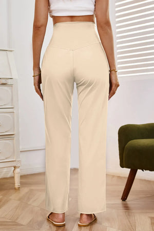 Back view wide leg high waist pants
