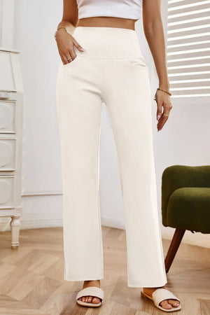 High waist wide leg pants front clean cut