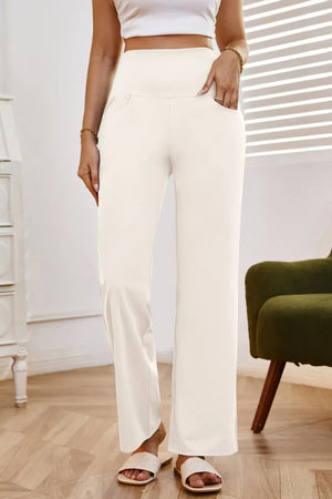 Wide leg pants with pockets front minimal style