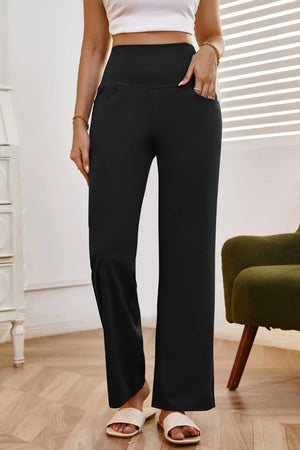 High waist wide leg pants front straight look