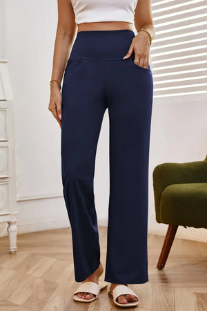 High waist wide leg pants with pockets front