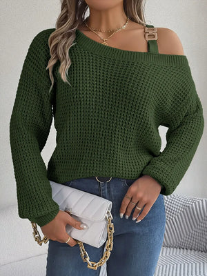 soft asymmetrical knit sweater front cozy texture