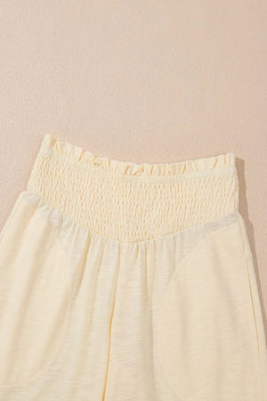 Solid color smocked waist pants apparel only
